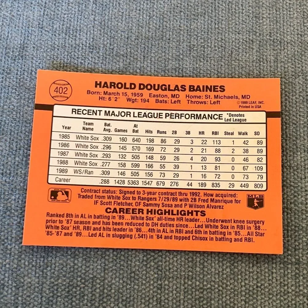 1990 Donruss Texas Rangers Baseball Card Trading Card